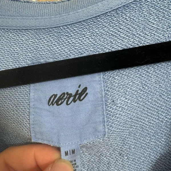 Aerie Light Blue Lace Up Oversized Cozy Sweater Size Med NWOT - Image 3
