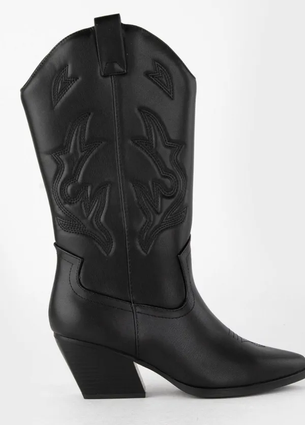 Soda Black Cowboy Boots - Image 5