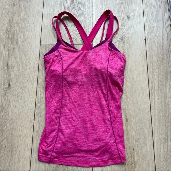 Lululemon Run For Gold Tank Hot Pink Magenta Running Tank Top Sports Bra Size 8 - Image 8