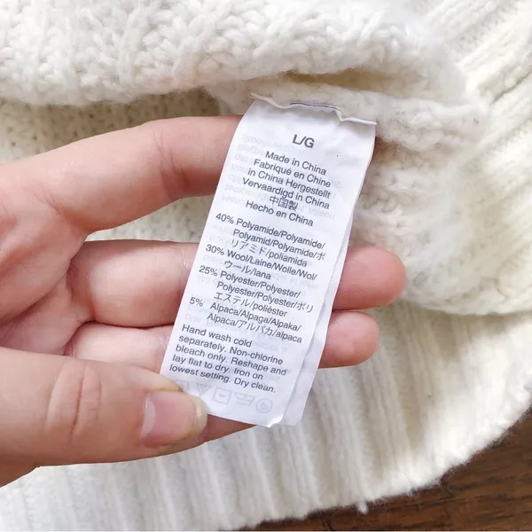 Madewell • Everett Rib-Play Pullover Sweater cream chunky cable knit alpaca - Image 6