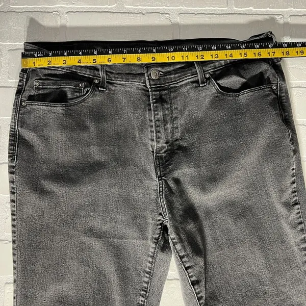 Levis 505 Straight Jeans Womens 33 Charcoal Black Gray High Rise Stretch Crop‎ - Image 2
