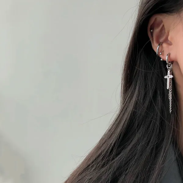 Cross Dangle Drop Earrings for Men Women Streetwear Unisex Hip Hop Style - Image 4