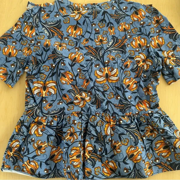 Zara Blue Floral Print Peplum Top - Image 7