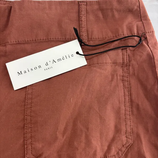 Maison d'Amélie Paris Rust Brown Wide Leg Crop Utility Pants Linen Blend Size 8 - Image 6