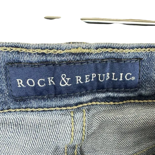 Rock‎ & Republic Kendall Medium Wash Angel Wing Embroidery Cropped Jeans Size 12 - Image 5