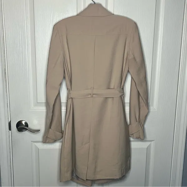 Banana Republic Factory Sz XS Khaki Trench Coat Tie Closure Open Front - Image 7