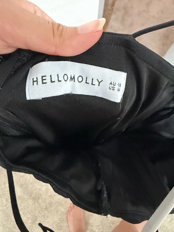 Hello Molly Dress Mini Black Ruched - Image 3