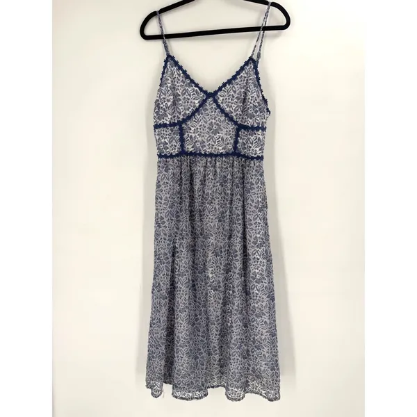 NSR Lace Midi Dress Womens Large Blue Floral Crochet Trim Coquette‎ Cottagecore - Image 2