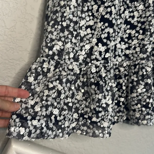 Michael Kors Floral Sequin Ruffle Hem Dress Short Cocktail Party Wedding Small - Image 5