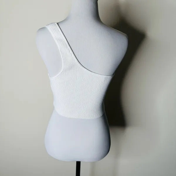 Babaton Aritzia White One Shoulder Sculpt Tank - Image 6