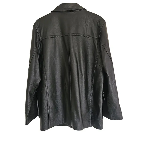 Vintage Bagatelle Leather Jacket Women's Button Front Minimalist 90s Black Sz L‎ - Image 6