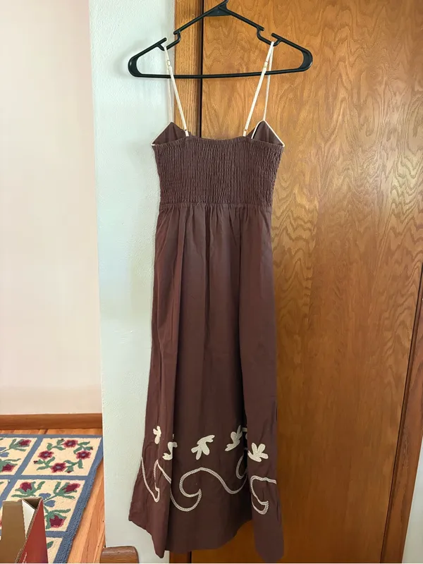 Mon Renn Fresco Embroidered Linen Blend Midi Dress - Image 6