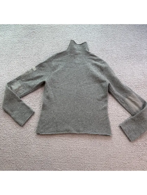 Abercrombie & Fitch AF Utility Lambswool Turtleneck Sweater Gray Y2K Womens L - Image 2