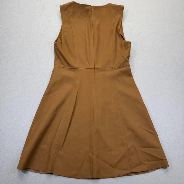 Zara Womens Faux Suede Fit and Flare Mini Dress Camel Brown Sleeveless Small‎ - Image 6