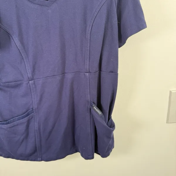Jaanuu Princess‎ Seams V-Neck Scrub Top Cesi Slim Leg Navy Blue READ Women XL/LT - Image 4