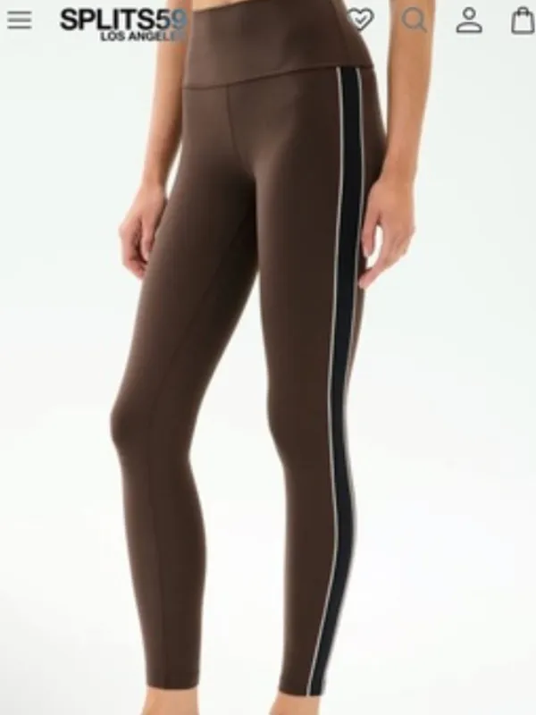 Splits59 Margot Rigor Leggings in Dark Chocolate Brown / Black Stripe L $138 - Image 6