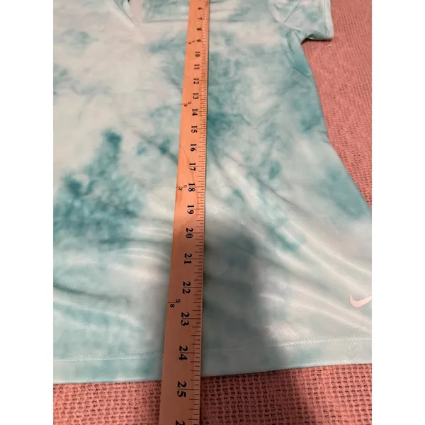 Nike Dri-FIT Floral Tie Dye Golf Polo Shirt Mint Green Teal Womens Medium - Image 5
