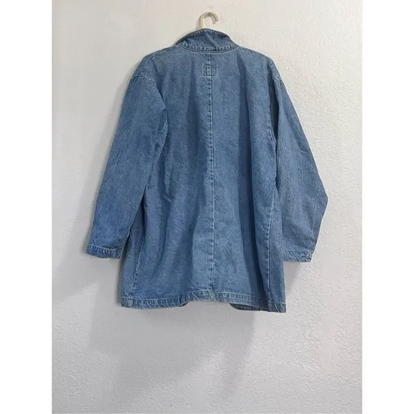Vintage sun belt denim jean barn coat jacket western chore L - Image 4
