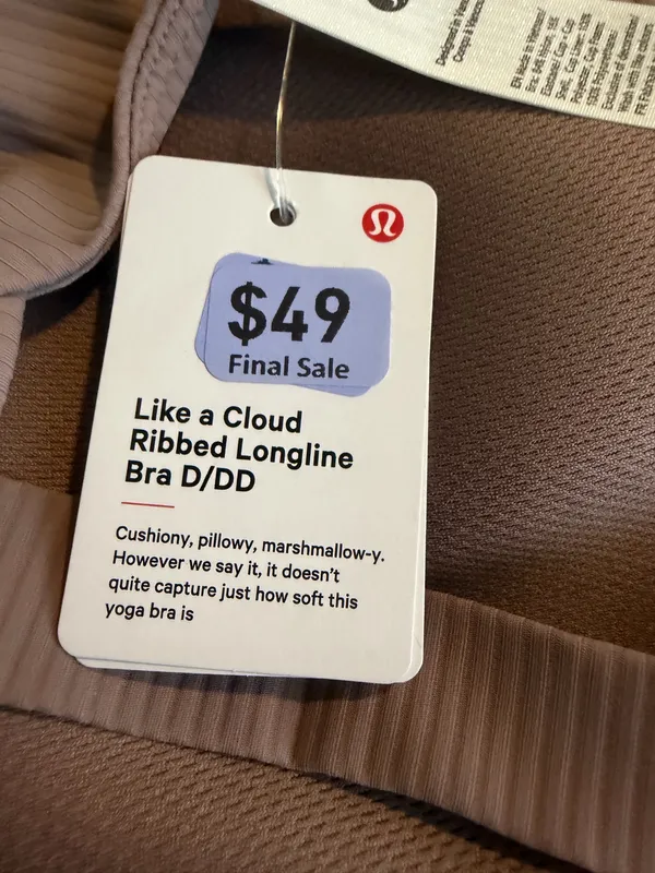 Lululemon Like A Cloud Longline Bra *Ribbed D/DD Ashen Rose Size 6 NWT - Image 6