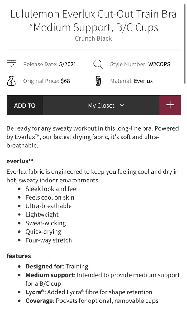 Lululemon Everlux Cut-Out Train Bra *Medium Support, B/C Cups Crunch Black 6 - Image 10