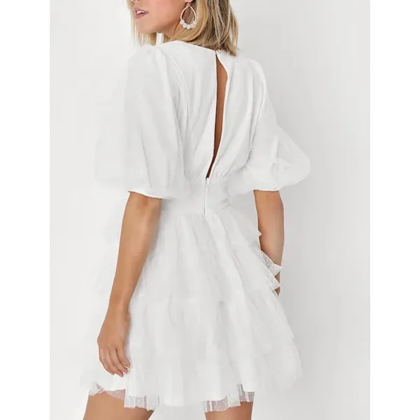 Lulus‎ Symphony of Love White Dotted Tulle Tiered Mini Dress XL Bridal Shower - Image 2