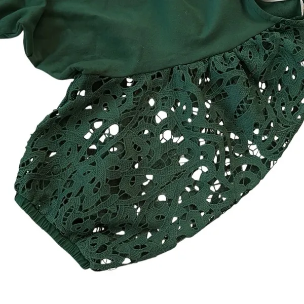 Like New Anthropologie Dolan Lace Puff Sleeve Sweatshirt Top Green Size Small - Image 6