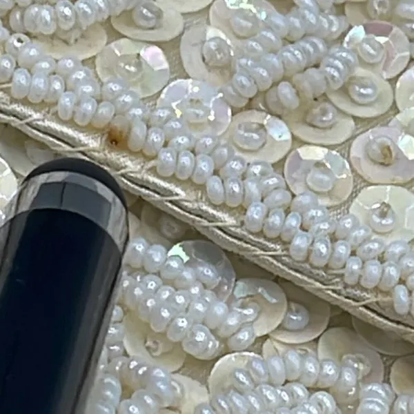 Vintage cream satin beaded clutch - Image 5