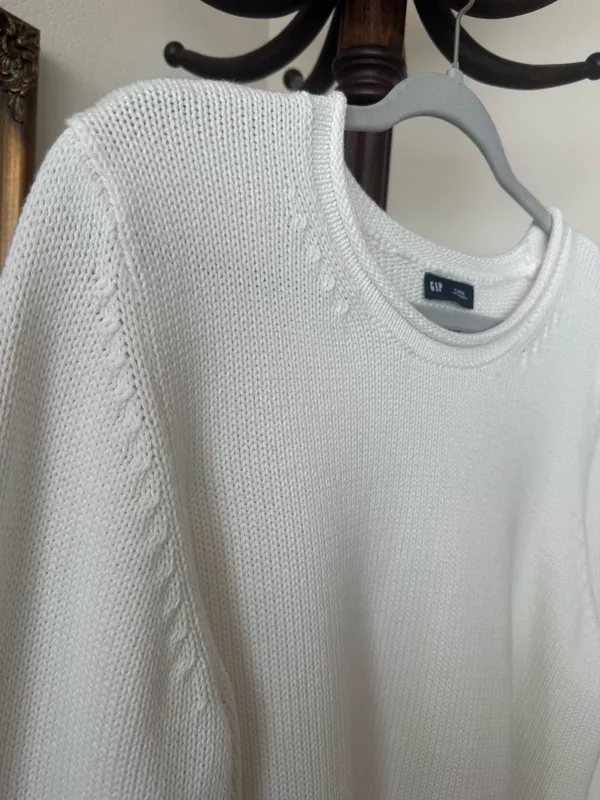 Gap Oversized White 100% Cotton Knit Sweater - Image 5