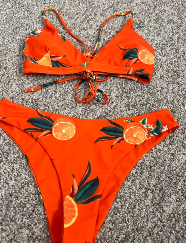Zaful Orange Blossom Print Bikini Set - Image 12