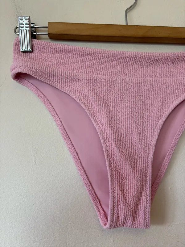 BLACKBOUGH Swim High Rise Cheeky Textured Bikini Bottoms Light Pink Sz Small - Image 4