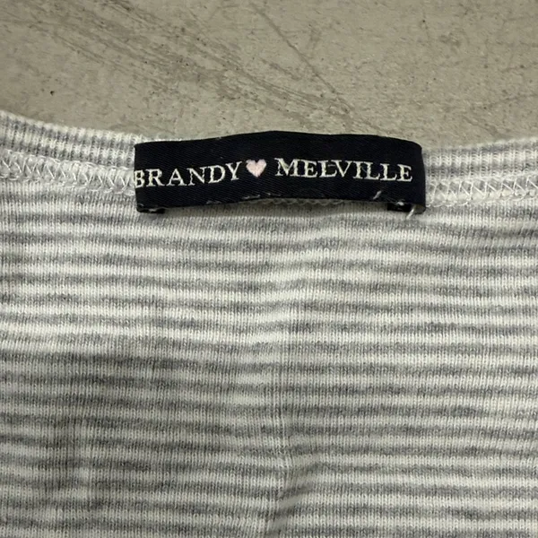 Brandy Melville Gray Striped Crop Top - Image 2