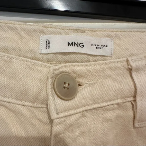MNG Ecru Cargo Jeans Sz 2 Straight Leg Cream Mango - Image 5