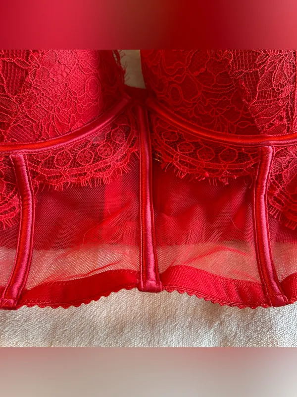 Victoria’s Secret Very Sexy Push-up corset bra 34DD rhinestone floral lace - Image 4