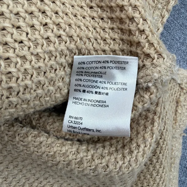 We The Free People Shes A Keeper Thermal Tan Waffle Knit Mock Neck Tunic Sweater - Image 6