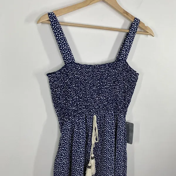 West Kei Navy Blue Dot Print Square Neck Maxi Dress‎ Women's Size Medium M NWT - Image 4