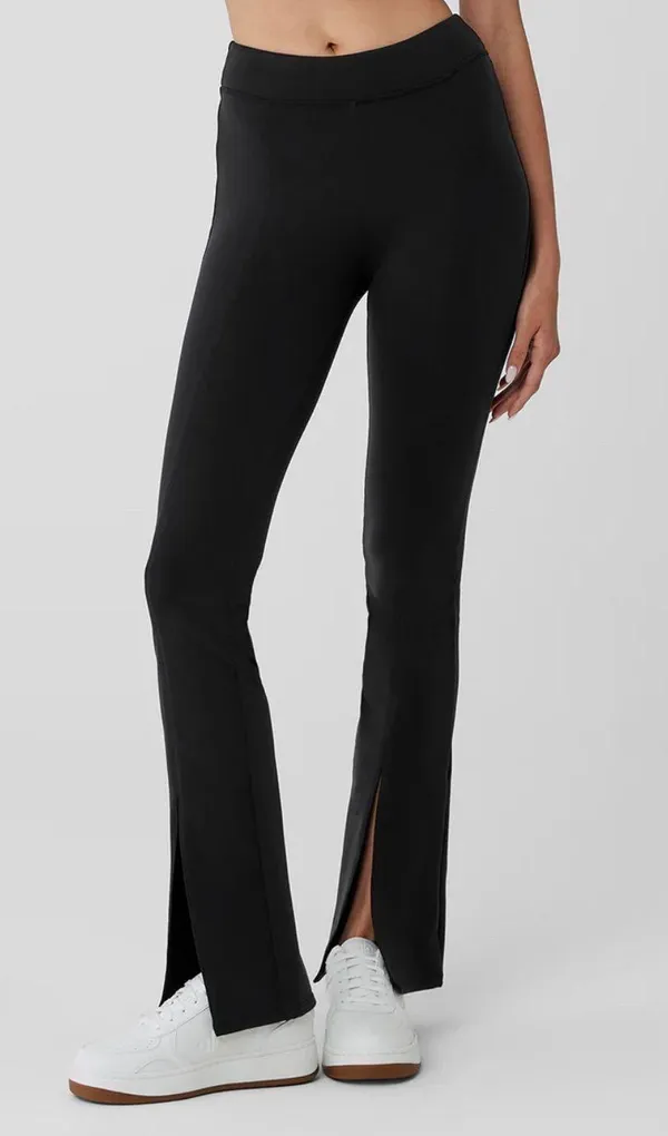 Alo Black Flared Yoga Pants With Slits - Image 4