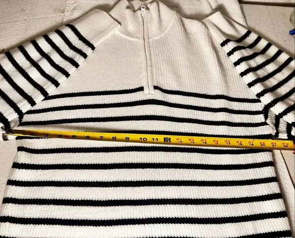 French Connection Stripe Half Zip Sweater Size Medium - Image 5