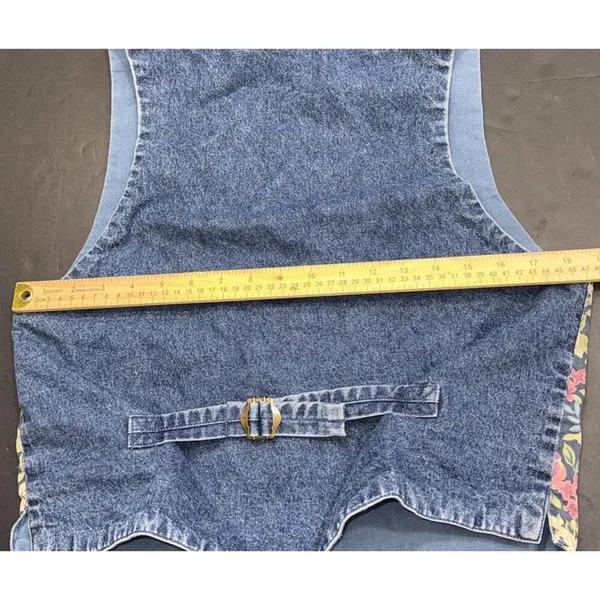 Vintage Banana Republic Safari & Travel Floral Cotton Denim Printed Jean‎ Vest M - Image 14