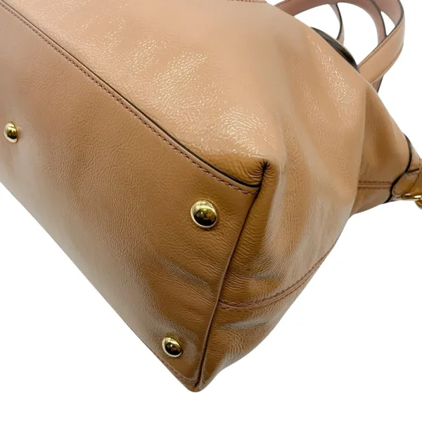 Gucci Soho Brown Tan Patent Leather 2 Way Satchel Crossbody handbag Bag Tassel - Image 7