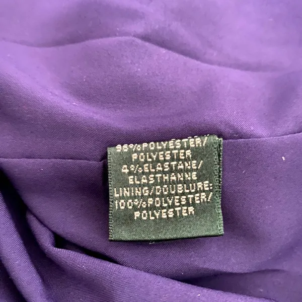 Lauren Ralph Lauren Satin Drape Front Ruched Dress‎ Floral Purple Teal Size 14 - Image 6
