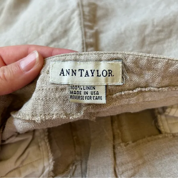 Ann Taylor Women's Small 100% linen natural beige skirt midi slit‎ - Image 6