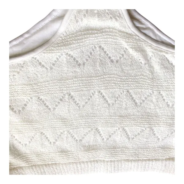 POL White Textured Knit Bloomer Shorts Medium High Waist Boho Cottagecore - Image 2