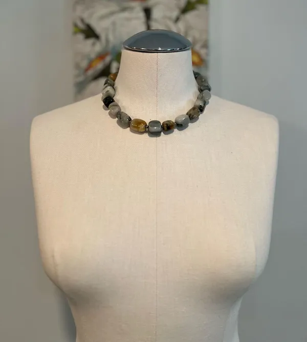 Handmade Agate square bead necklace. 17 1/2” - Image 3