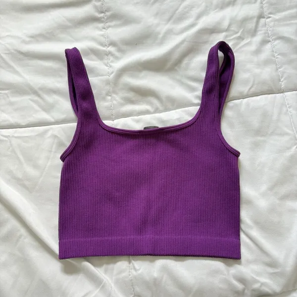 Zara‎ Womens Size XS/Small Cropped Ribbed Tank Top Purple Breathable Soft - Image 6