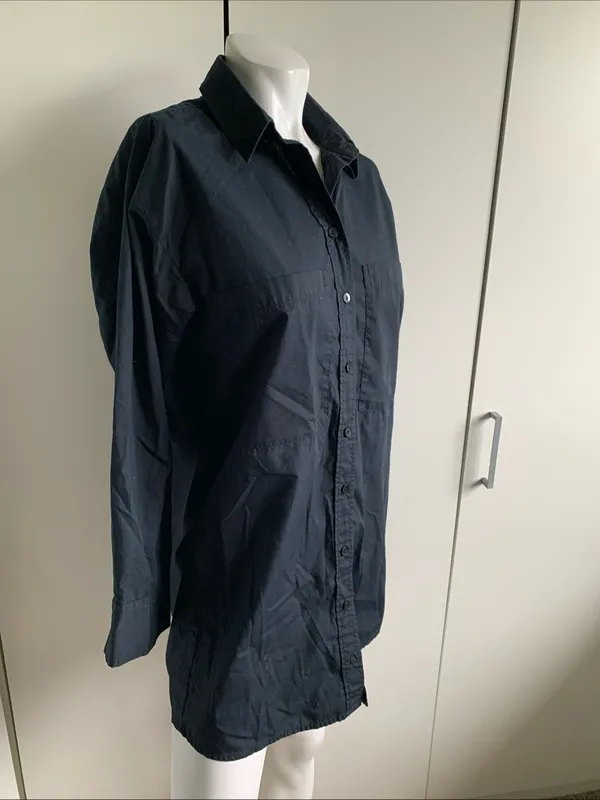 Abercrombie navy blue size XS long sleeve Button-up tunic shirt dress - Image 2