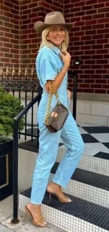 FREE PEOPLE Marci Denim Jumpsuit in Wash Clear Skies Size X-Small - Image 16
