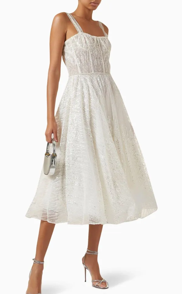 Bronx and Banco NWT Mademoiselle Bridal Midi Dress in White. - Image 8