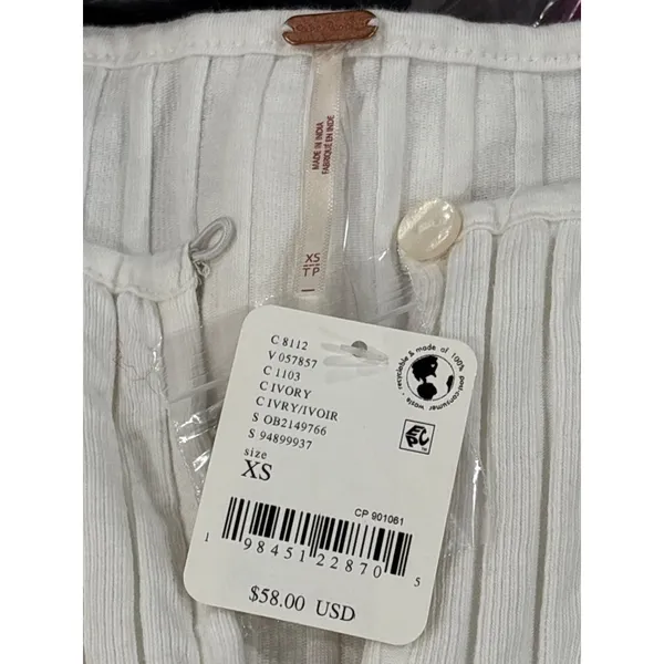 Free People Tilly Long Sleeve Top in Ivory X-Small New Womens - Image 8