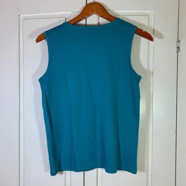 LL Bean Womens Small Teal Blue 100% Supima Cotton Sleeveless Scoop Neck Tank Top - Image 8
