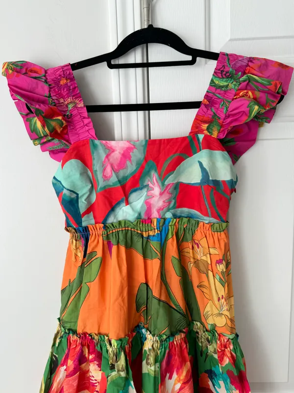 Foliage Mix Cotton Mini Dress, Size XS - Image 8